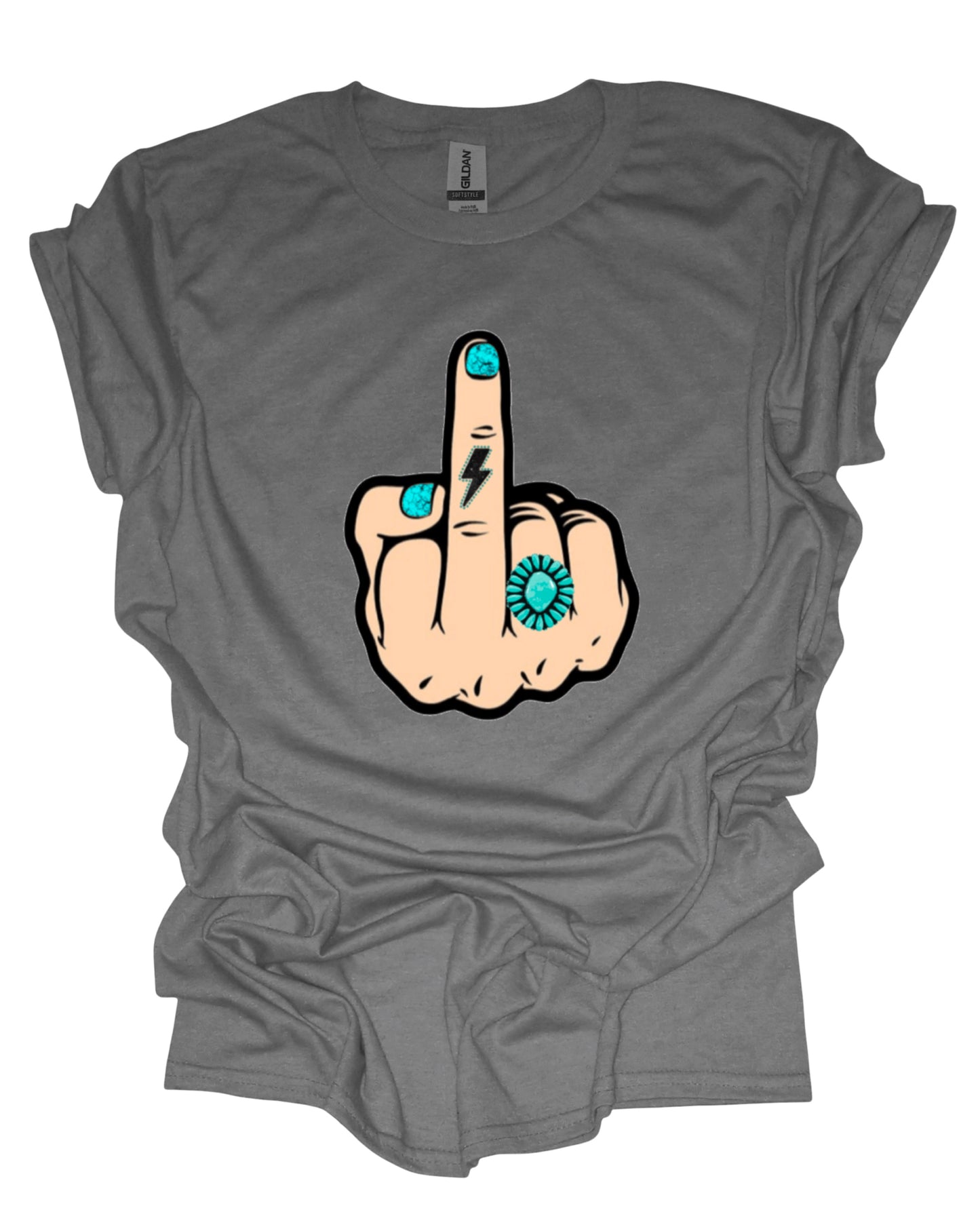 Middle finger turquoise rings - DTF Transfer