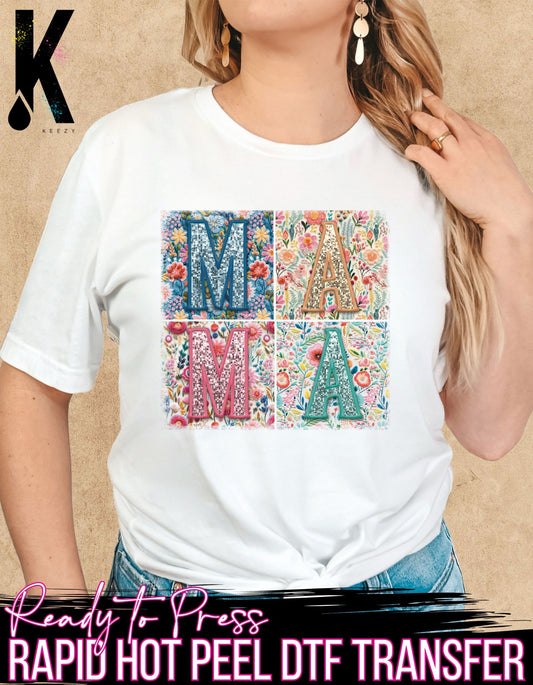 Floral Block Retro Mama - DTF Transfer